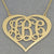 10k or 14k Solid Gold 3 Initials Heart Monogram Necklace 1.25 Inch Customized Jewelry