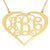 10k or 14k Solid Gold 3 Initials Heart Monogram Necklace 1.25 Inch Customized Jewelry