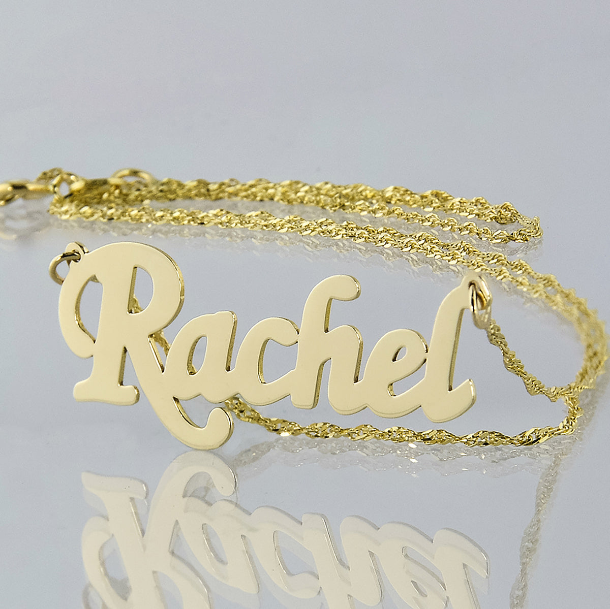 Small 10k or 14k Solid Gold Script Name Necklace Personalized Custom Made fine Jewelry NN08S