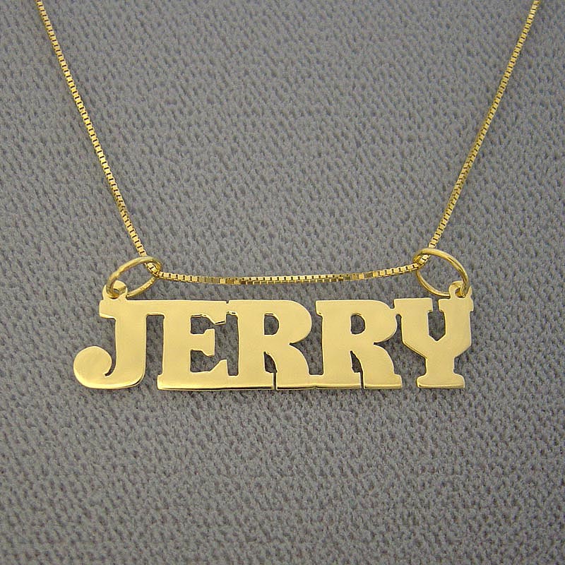 Gold Junior Size Name Personalized Necklace Block Letter Font Pendant Jewelry BP03