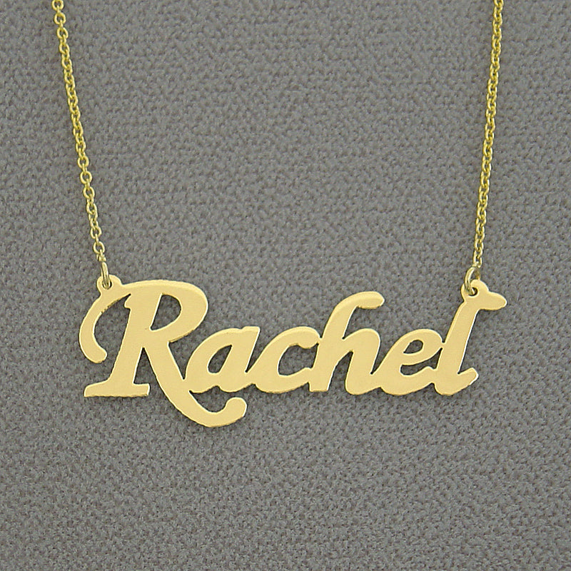 Personalized 10k or 14kt Solid Gold Name Necklace Jewelry Script Font Rachel NN08