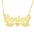 Personalized Solid 10k or 14k Gold Nameplate Diamond Cuts Kissing Birds Heart Pendant Necklace.