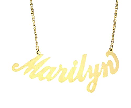 Personalized 10k or 14k Solid Gold Name Necklace Jewelry written in Curve Cursive NN18