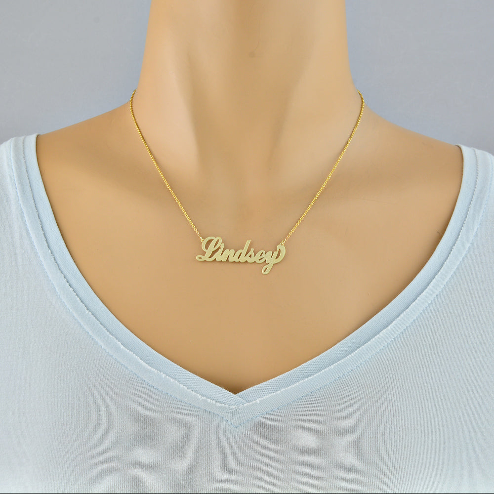 Personalized 10k or 14k Gold Script Font Name Necklace Fine Jewelry NN20