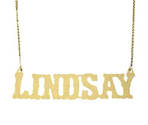 Solid 10k or 14k Gold Personalized Name Necklace Jewelry western style font NN24