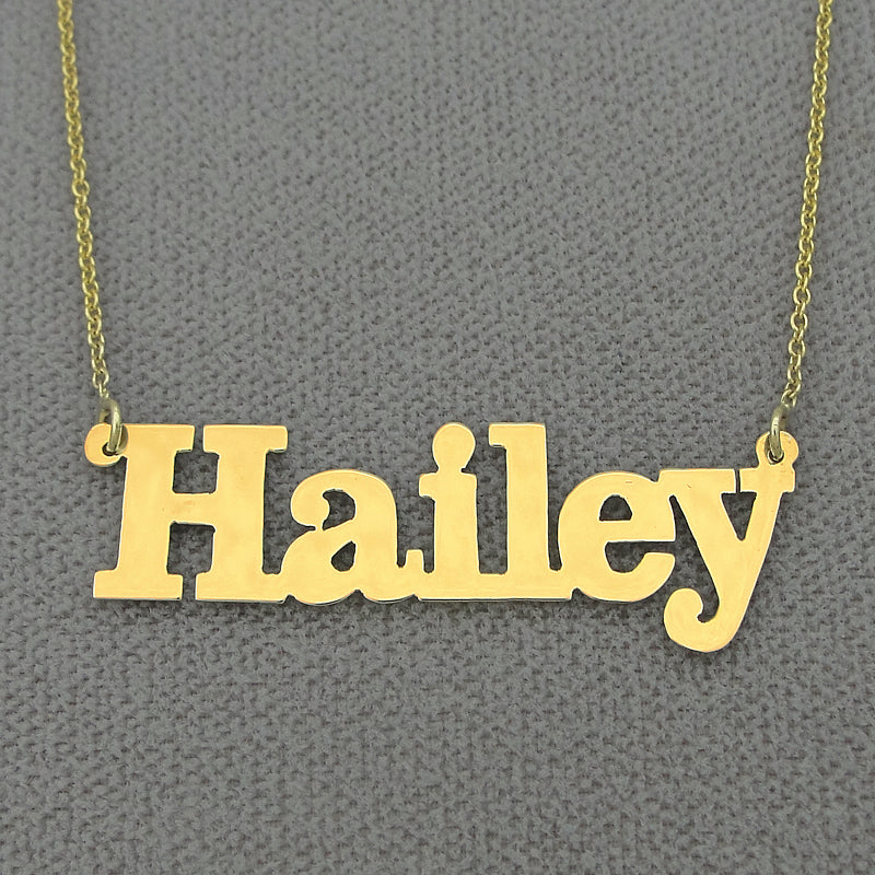 Solid 10k or 14k Gold Personalized Block Font Name Necklace Custom Made Find Jewelry NN28