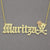 Personalized Solid 10k or 14k Gold Old English Name with Skull & Flower Pendant Necklace NN34