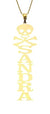 Personalized Real Solid 10k or 14k Gold Vertical Name Pendant with Skull Crossbones Fine Jewelry NN38