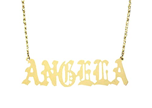 Personalized Solid 14k or 10k Gold Shiny Old English Font Name Necklace Jewelry NN39