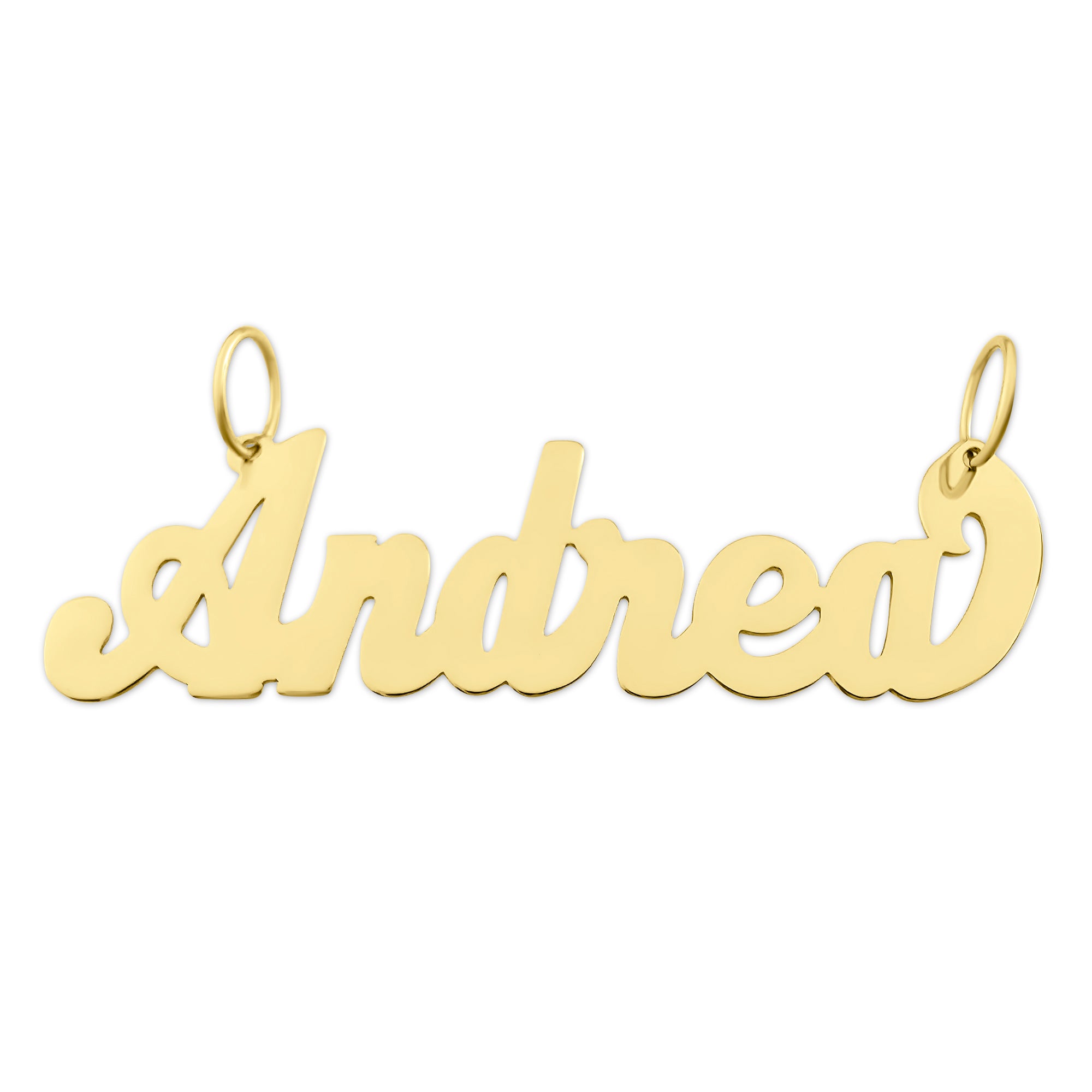 Small Size 10k or 14k Solid Gold Personalized Script Name Pendant Charm Custom Made Fine Jewelry