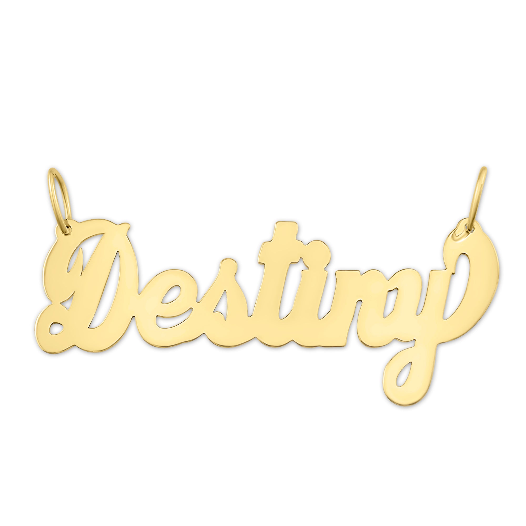 Small Size 10k or 14k Solid Gold Personalized Script Name Pendant Charm Custom Made Fine Jewelry
