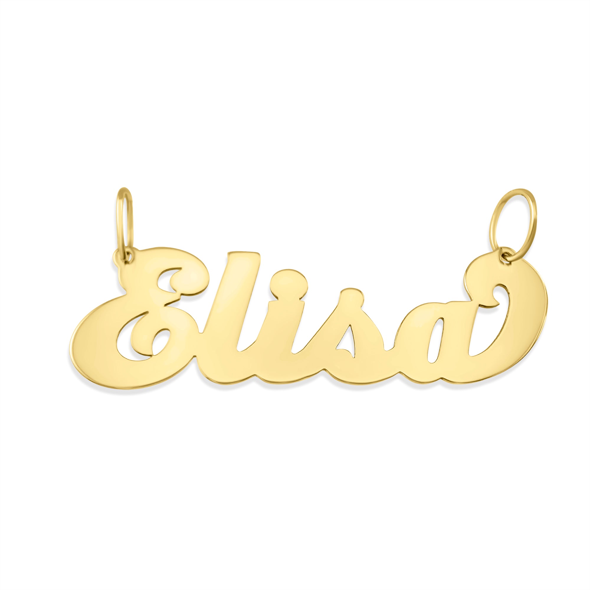 Small Size 10k or 14k Solid Gold Personalized Script Name Pendant Charm Custom Made Fine Jewelry