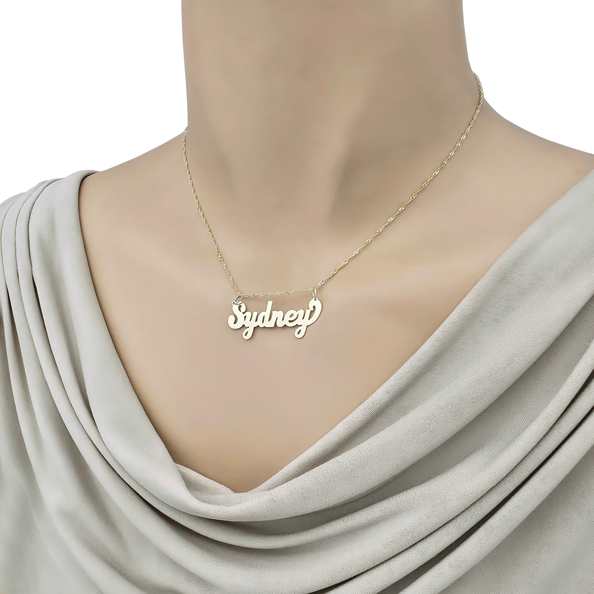 Small Size 10k or 14k Solid Gold Personalized Script Name Pendant Charm Custom Made Fine Jewelry