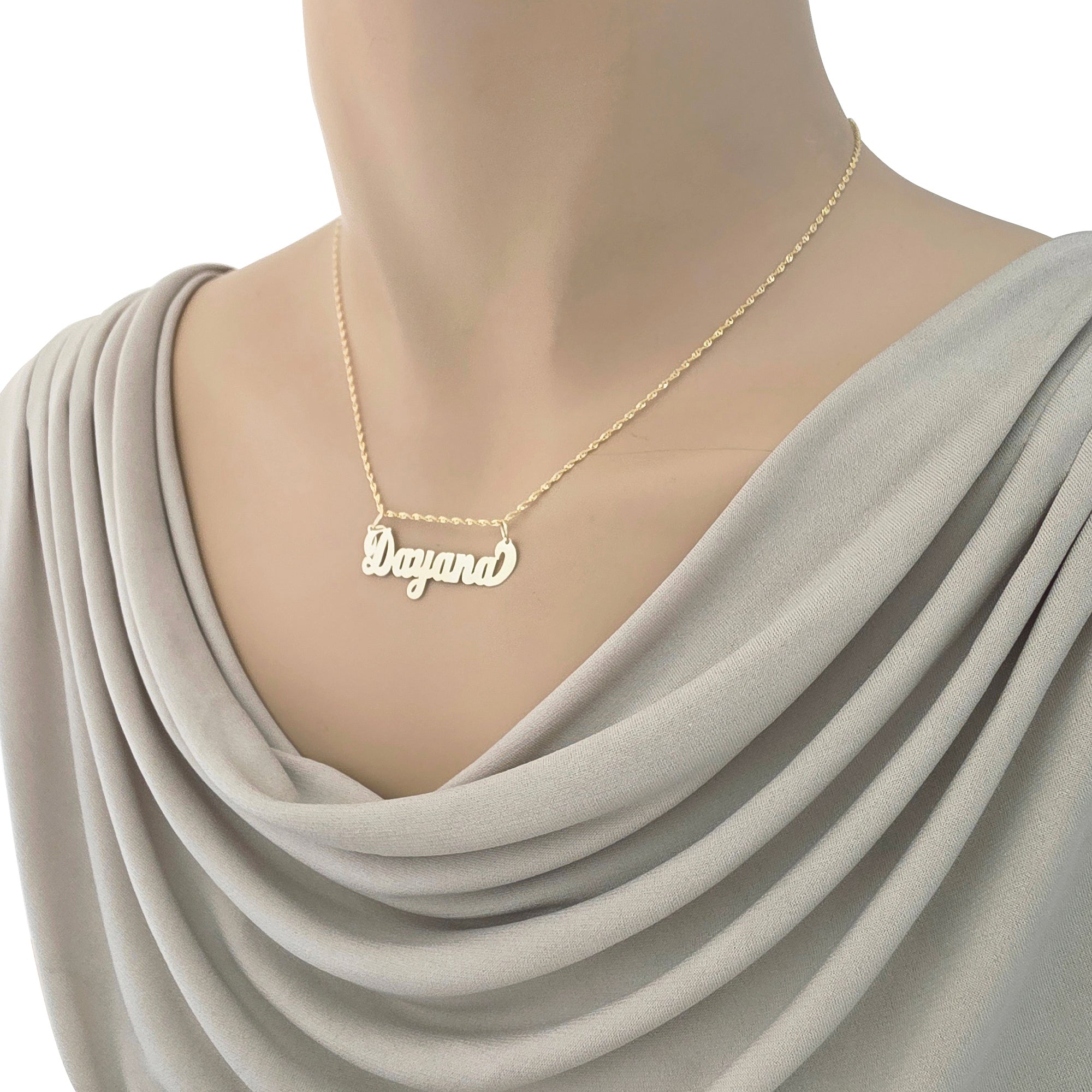 Small Size 10k or 14k Solid Gold Personalized Script Name Pendant Charm Custom Made Fine Jewelry