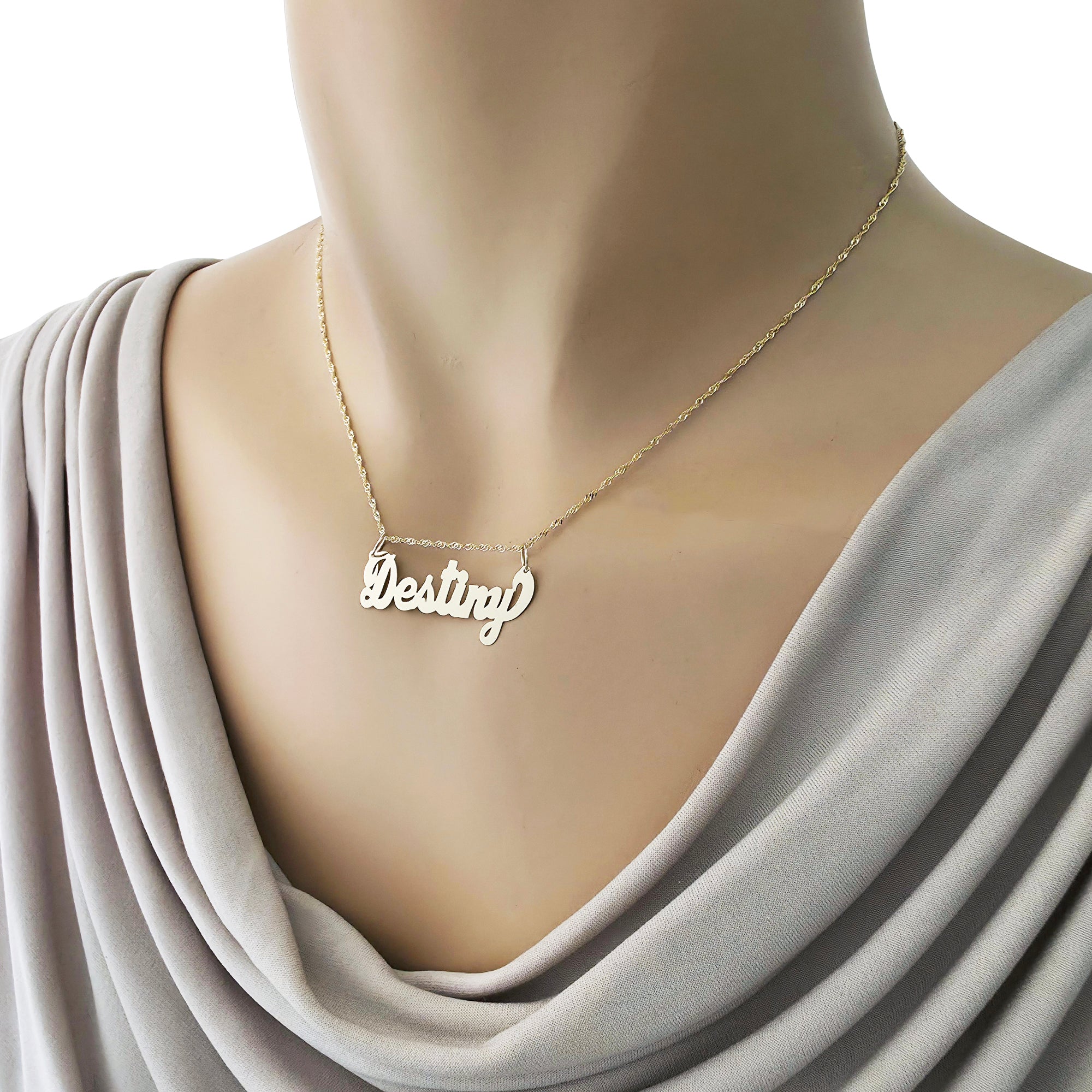 Small Size 10k or 14k Solid Gold Personalized Script Name Pendant Charm Custom Made Fine Jewelry