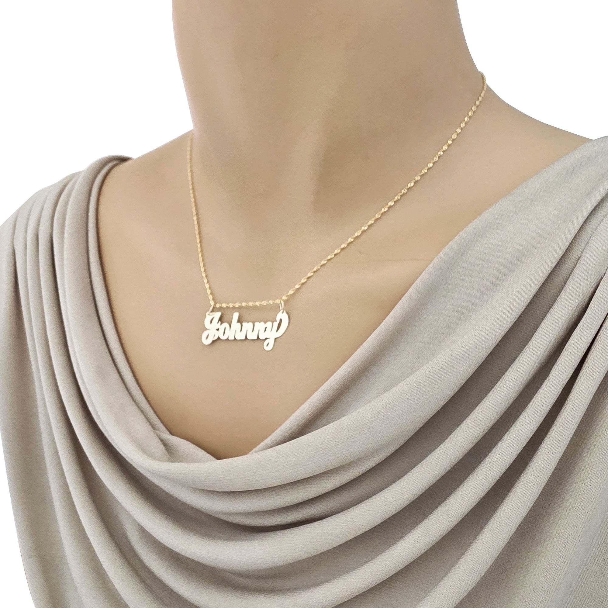 Small Size 10k or 14k Solid Gold Personalized Script Name Pendant Charm Custom Made Fine Jewelry