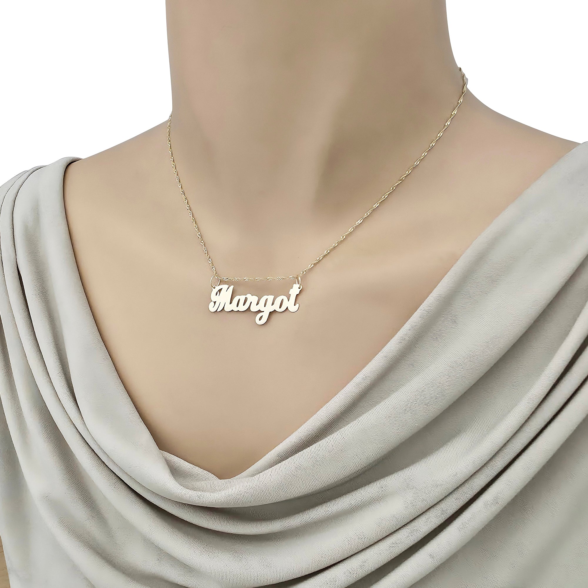 Small Size 10k or 14k Solid Gold Personalized Script Name Pendant Charm Custom Made Fine Jewelry