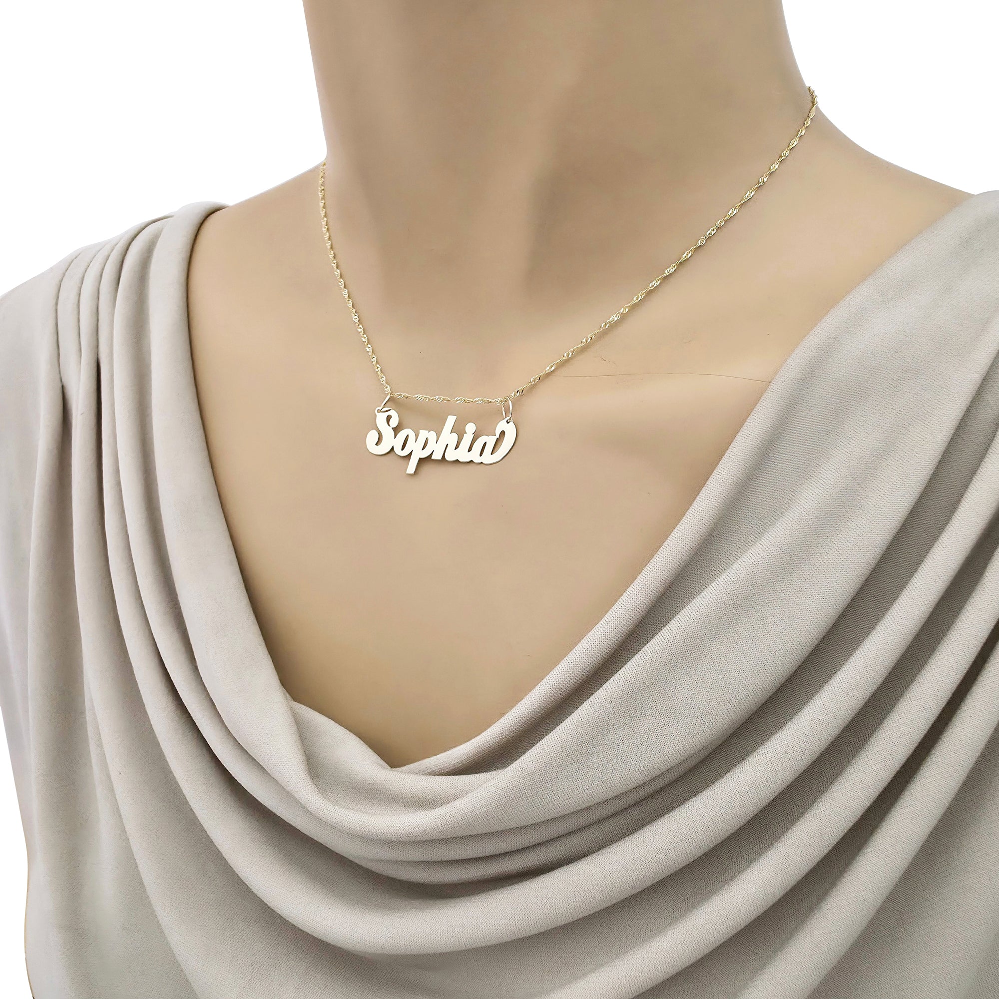 Small Size 10k or 14k Solid Gold Personalized Script Name Pendant Charm Custom Made Fine Jewelry