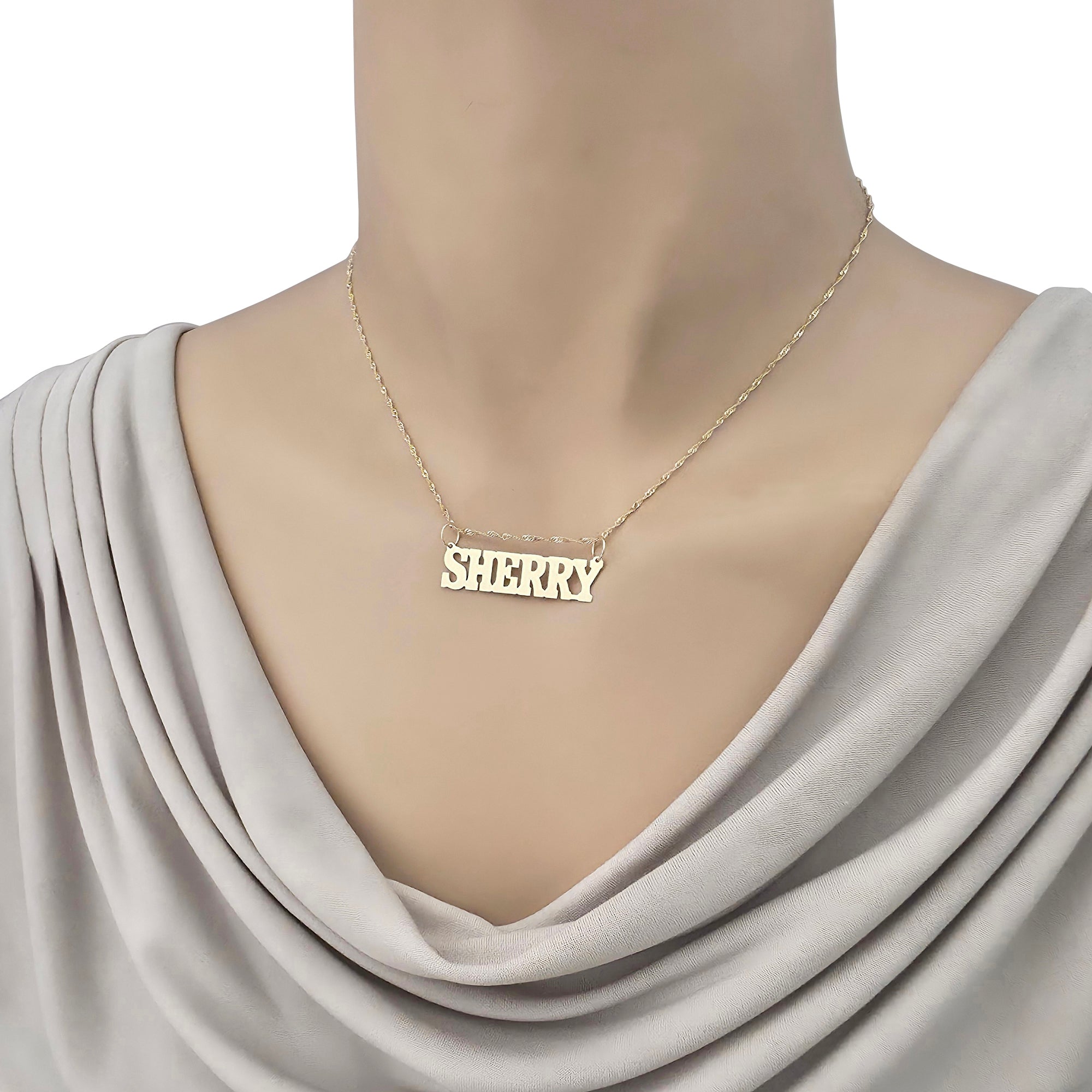 Small Size 10k or 14k Gold Personalized Block Font Name Pendant Charm Nameplate Jewelry