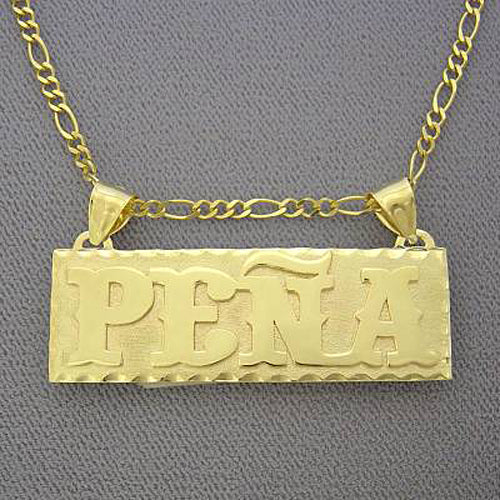 10k or 14k Gold Name Rectangular Pendant Diamond Cuts Shiny Personalized Name Jewelry