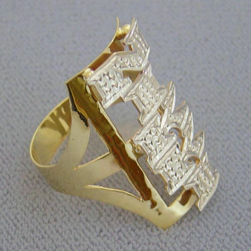Solid Two Tone Gold Name Ring Personalized Jewelry NR20