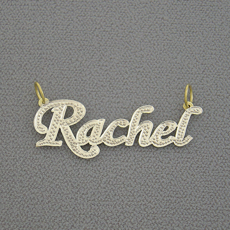 Gold 'Rachel' name pendant diamond accent 2 tone fine jewelry