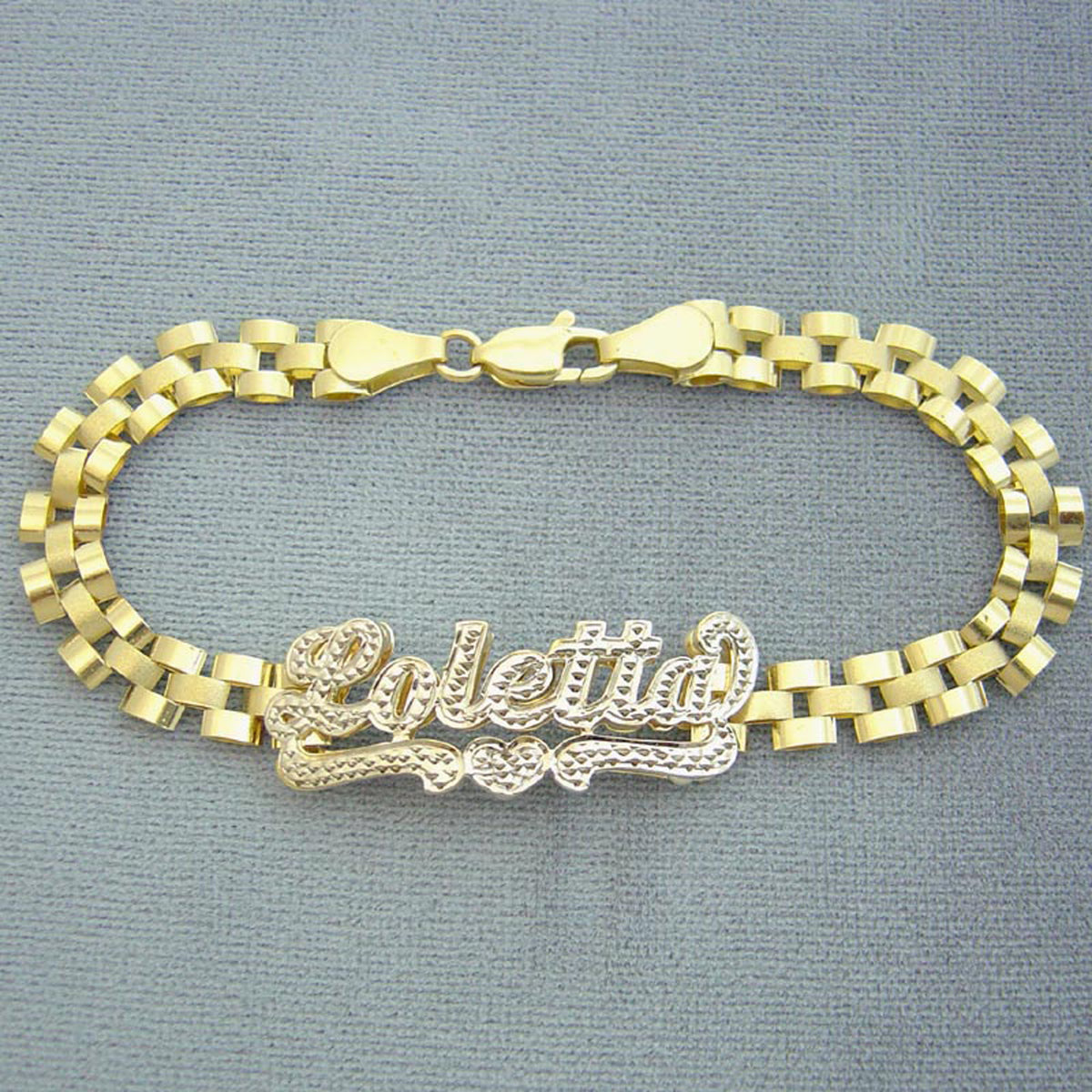 10K Solid Gold 6.0 mm Presidential Watch Band Style Link 3D Iced Out Nameplate Bracelet Anklet