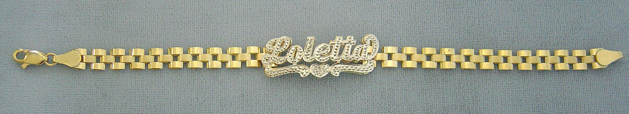 10K Solid Gold 6.0 mm Presidential Watch Band Style Link 3D Iced Out Nameplate Bracelet Anklet