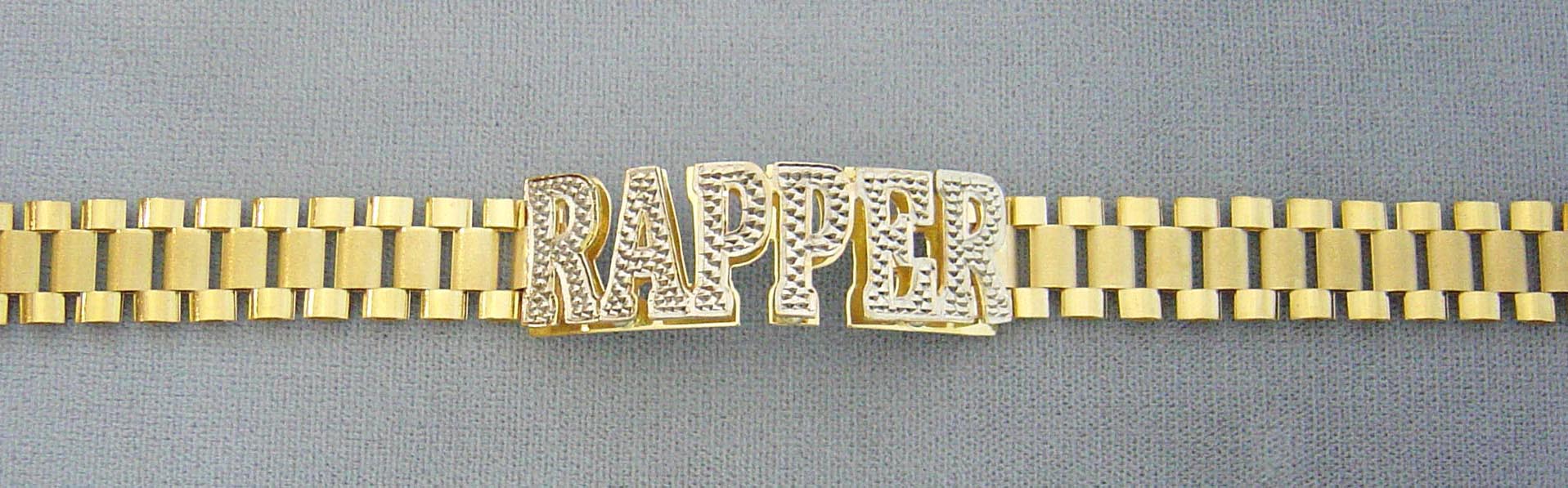 10K Solid Gold 12.0 mm Presidential Watch Band Style Link Personalized 3D Nameplate Men's Bracelet Anklet