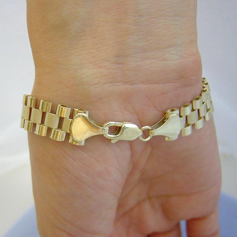 10K Solid Real Gold 10 MM Presidential Watch Band Style Hip Hop Bracelet or Anklet