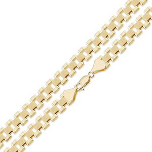 10K yellow gold 8mm presidential watch band link chain necklace laid flat