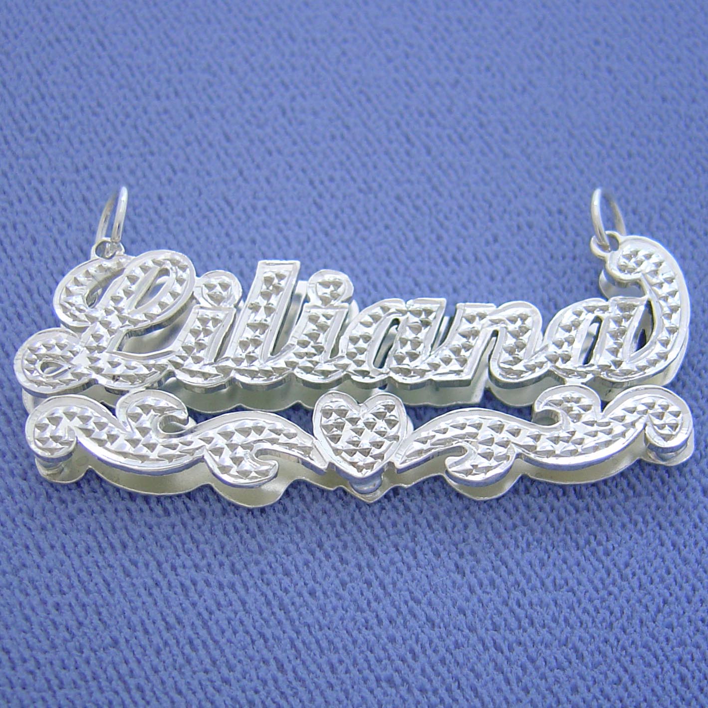 Sterling Silver 3D Personalized Name Pendant Charm Diamond Accent Fine Jewelry