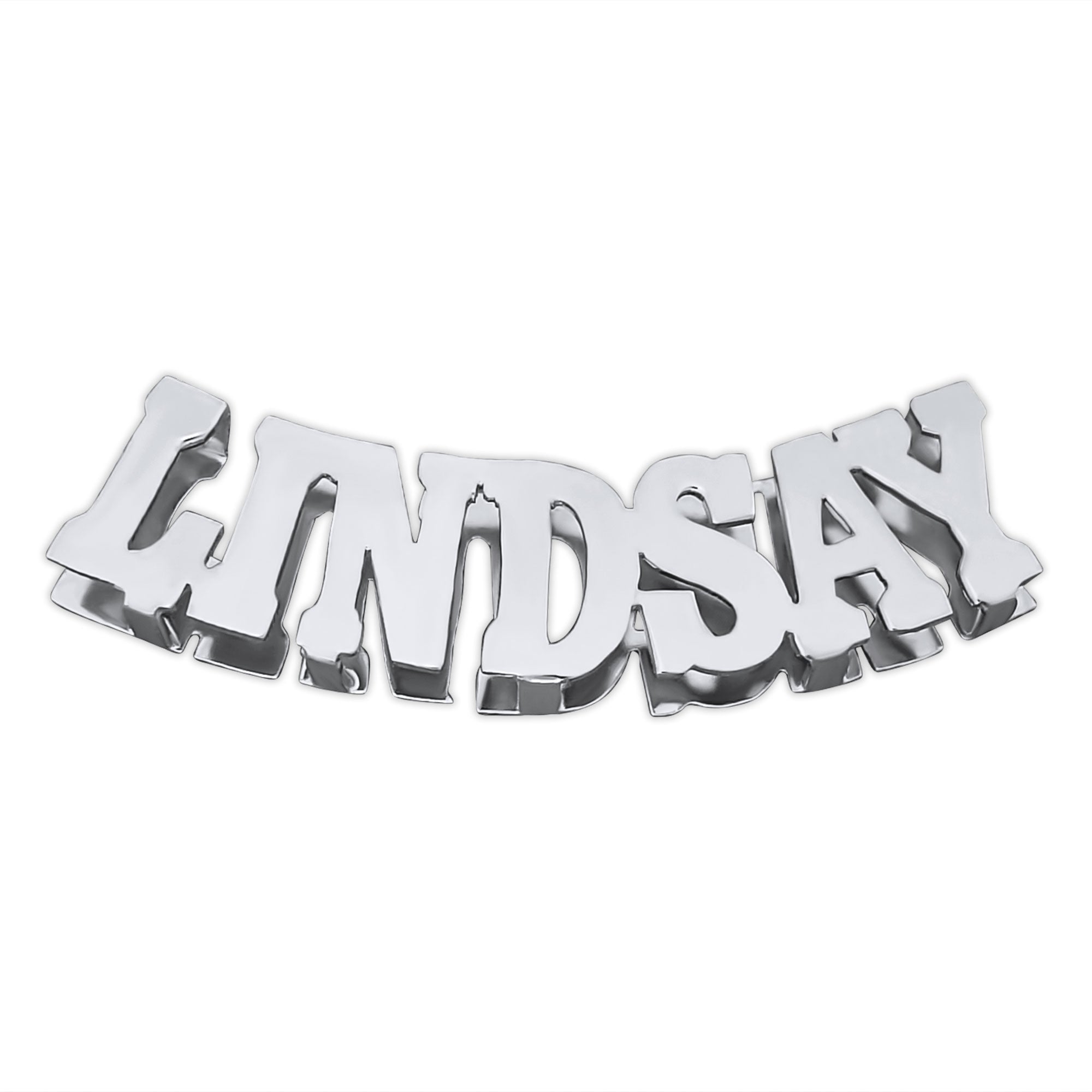 Sterling Silver 3D Block Letter Name Pendant Curved Slider Herringbone 8 mm SND93