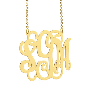 Solid gold chain styles for a custom three-initial monogram pendant necklace