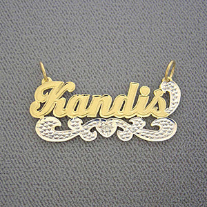 Personalized Name Two Tone Heart Design Pendant NT12