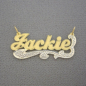 Personalized Gold Name Pendant Two Tone Hand-Engraved NT13