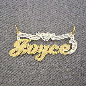 Personalized Gold Name Pendant Two Tone Charm Chain NT16