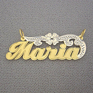 Personalized Gold Name Pendant Two Tone Charm NT18