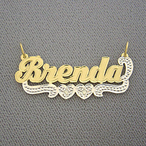 Personalized Gold Name Pendant Two Tone Charm NT19