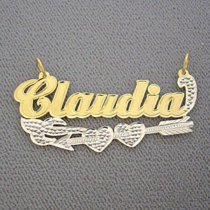 Personalized Gold Name Pendant Two Tone Charm NT37