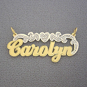 Personalized Gold Name Pendant Two Tone Charm NT38