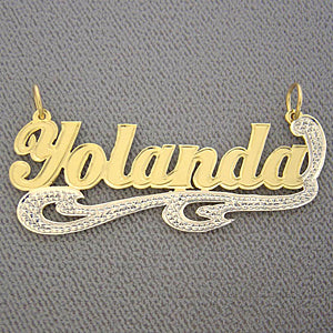 Personalized Gold Name Pendant Two Tone Charm NT41