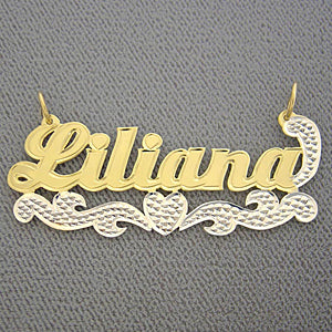 Personalized Gold Name Pendant Two Tone Charm NT42