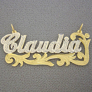 Personalized Gold Name Pendant Two Tone Charm NT50