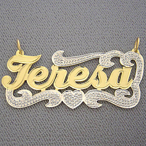 Personalized Gold Name Pendant Two Tone Charm NT51