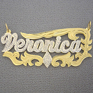 Personalized Gold Name Pendant Two Tone Charm NT53