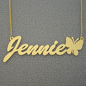 Personalized Jewelry Solid Gold Name Necklace with Butterfly NN31