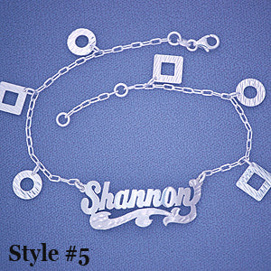Sterling Silver Dangling Charms Personalized Name Anklet SA26