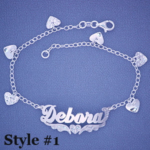 Sterling Silver Dangling Charms Personalized Name Anklet SA27
