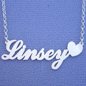 Silver Personalized Necklace Name Jewelry with Heart SN30